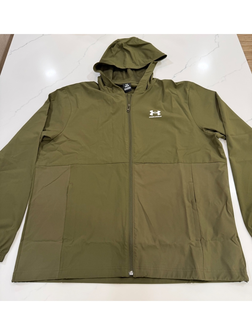 NEW $80 Under Armour Woven Full Zip Windbreaker Olive Green Size Large